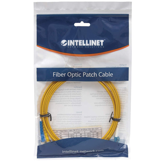 1 m LC to ST UPC Fiber Optic Patch Cable, 3.0 mm, Duplex, LSZH, OS2 Singlemode, Yellow Packaging Image 2