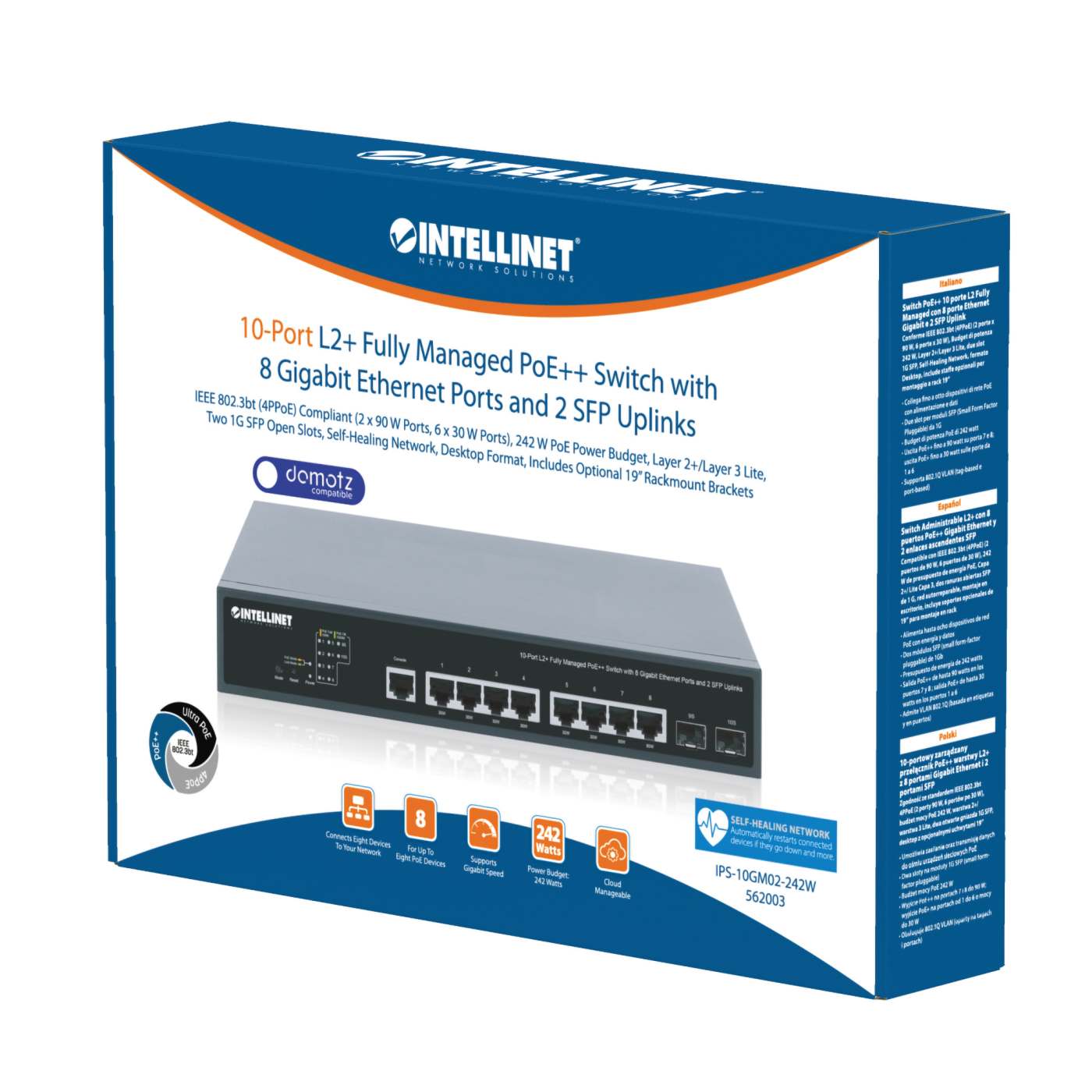 10-Port L2+ Fully Managed PoE++ Switch with 8 Gigabit Ethernet Ports and 2 SFP Uplinks Packaging Image 2
