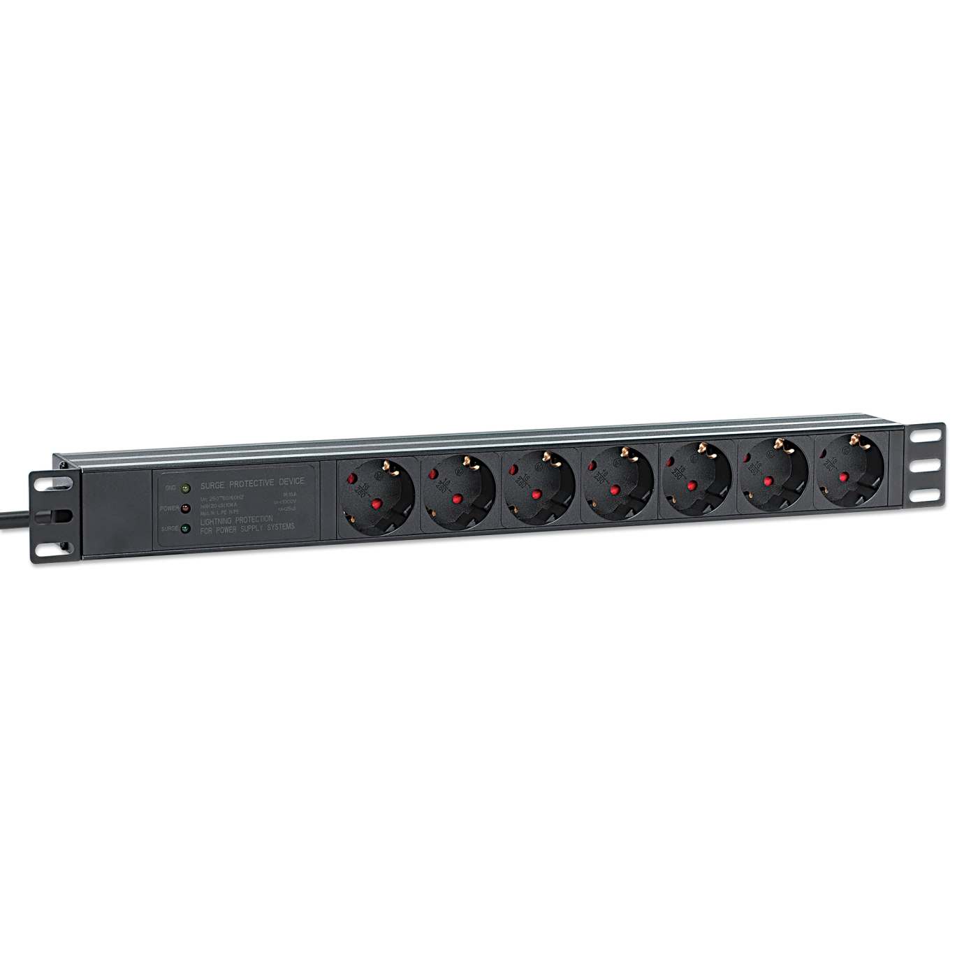 19" 1U Rackmount 7-Output Power Distribution Unit (PDU) / Surge Protector Image 3