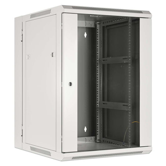 19" Double Section Wallmount Cabinet, 15U, 550 mm (21.7 in.) Depth, Gray Image 2