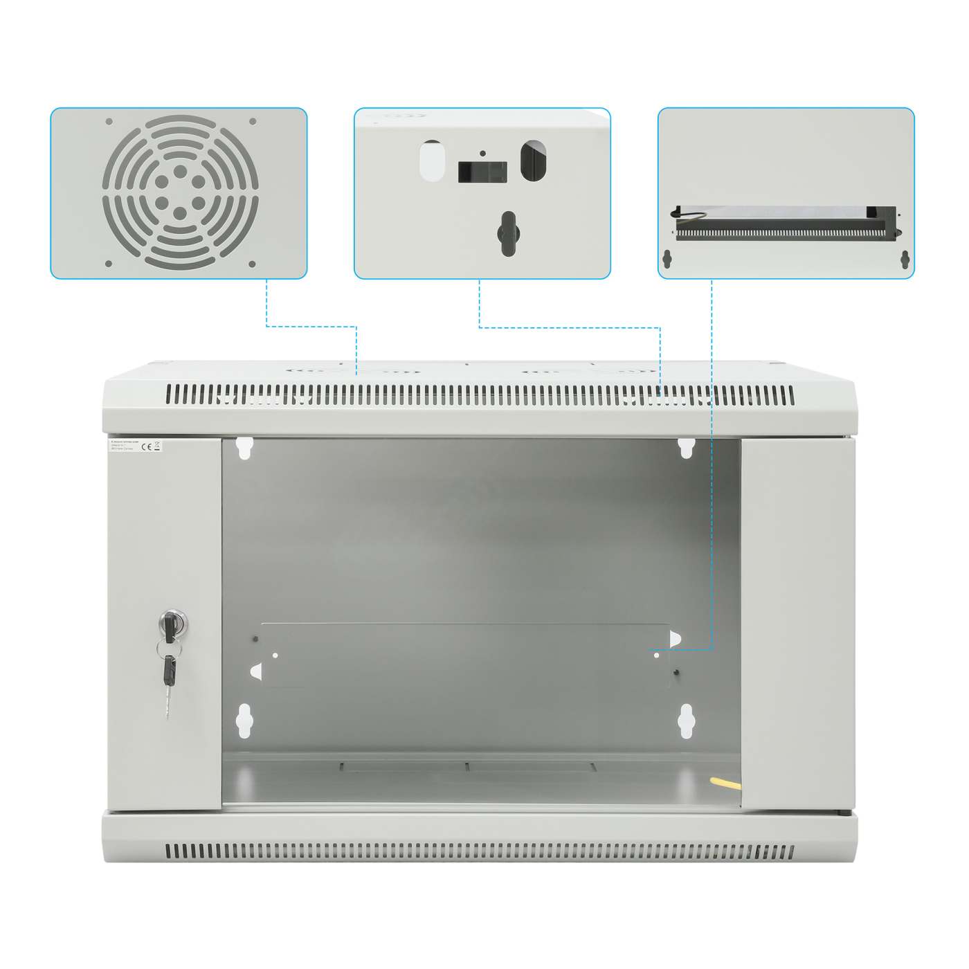 19" Wallmount Cabinet, 6U, 450 mm (17.7 in.) Depth, Gray Image 9