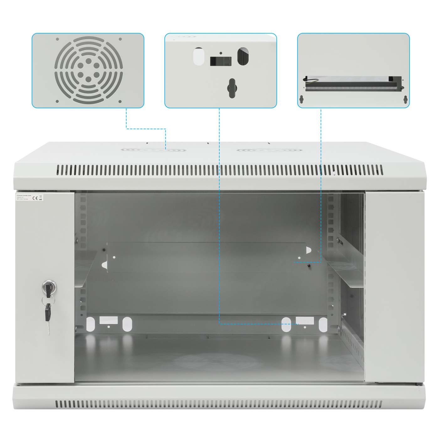19" Wallmount Cabinet, 6U, 600 mm (23.6 in.) Depth, Gray Image 9