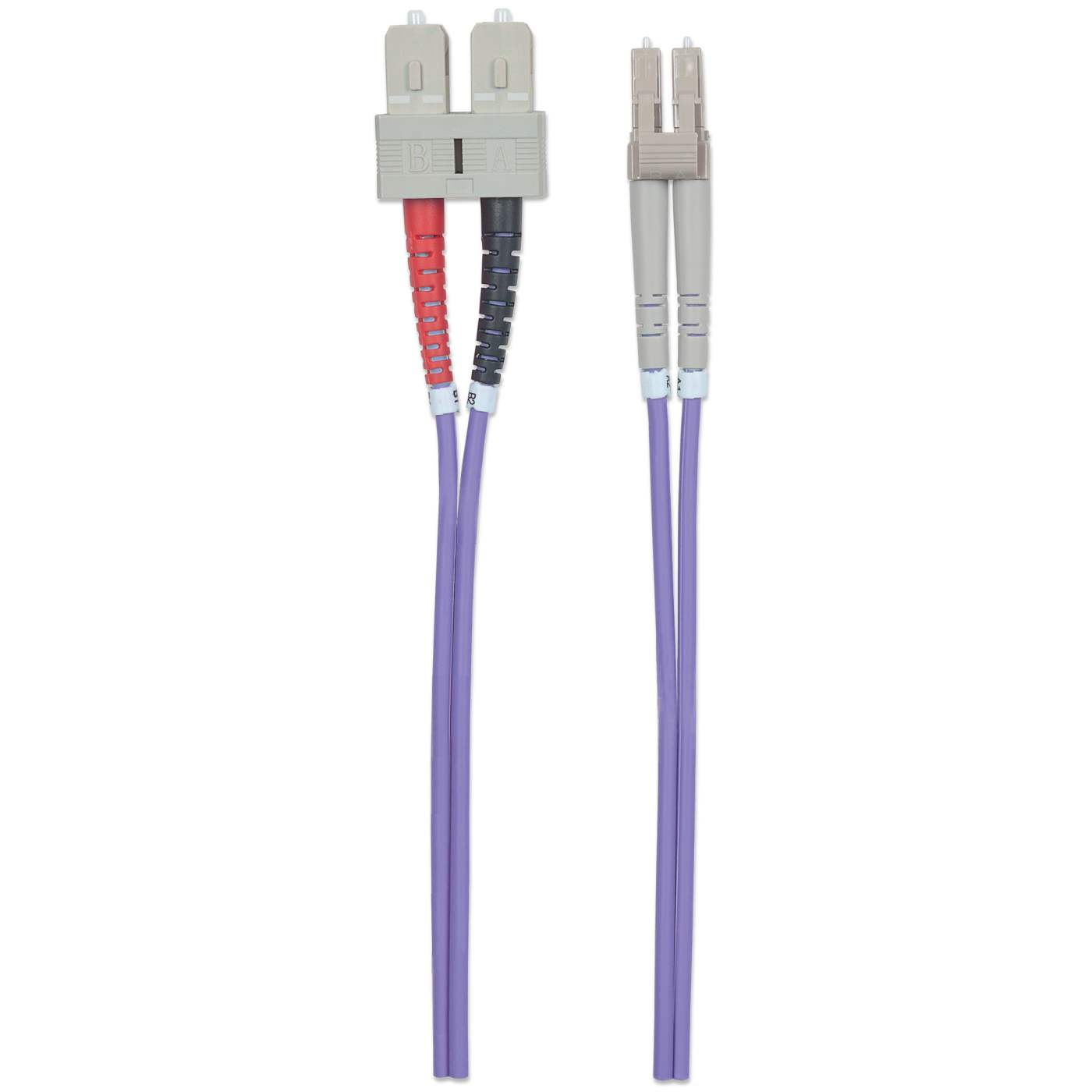 2 m LC to SC UPC Fiber Optic Patch Cable, 3.0 mm, Duplex, LSZH, OM4 Multimode, Violet Image 5