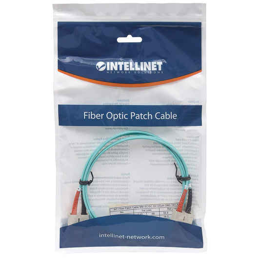 2 m SC to SC UPC Fiber Optic Patch Cable, 3.0 mm, Duplex, LSZH, OM3 Multimode, Aqua Packaging Image 2