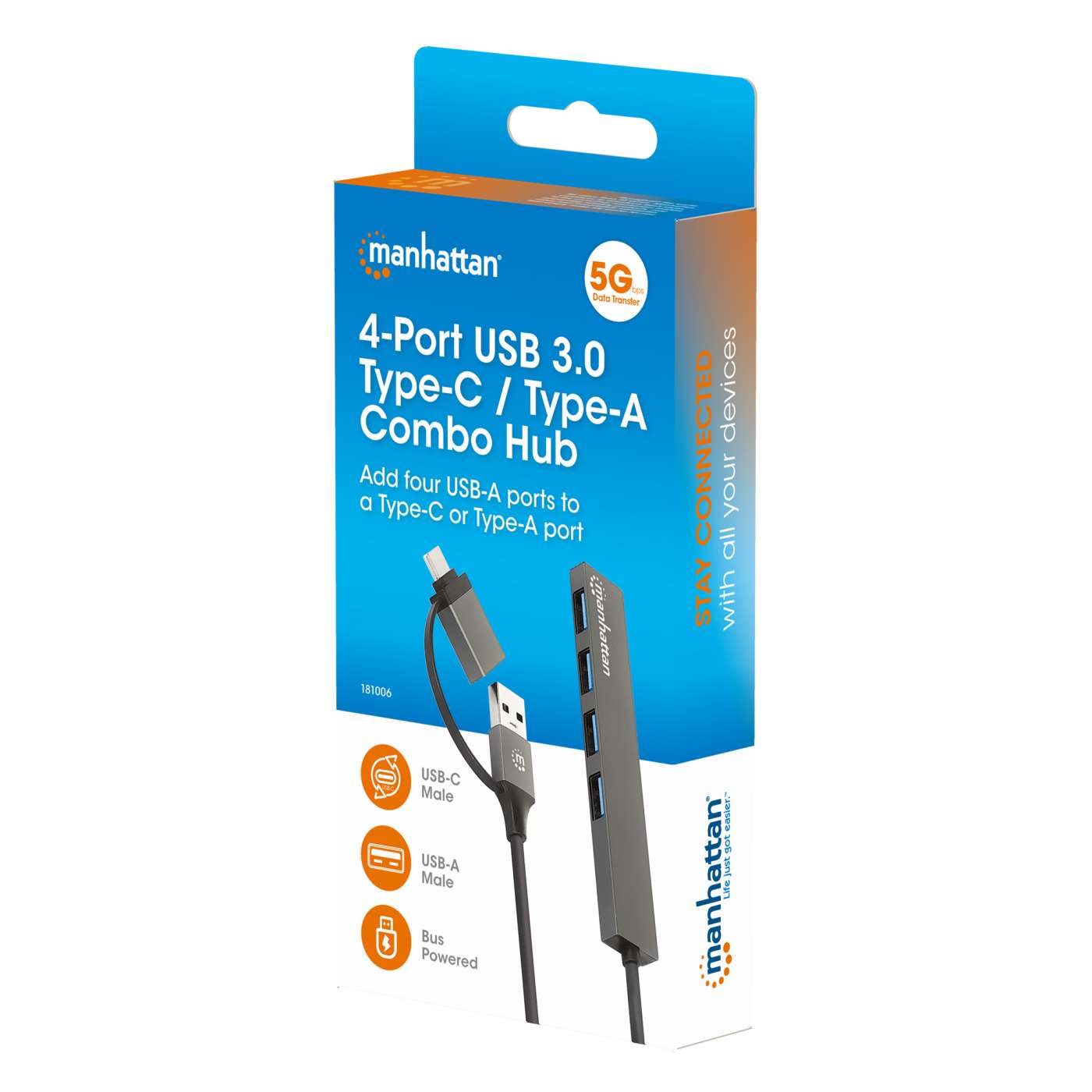 4-Port USB 3.0 Type-C / Type-A Combo Hub Packaging Image 2