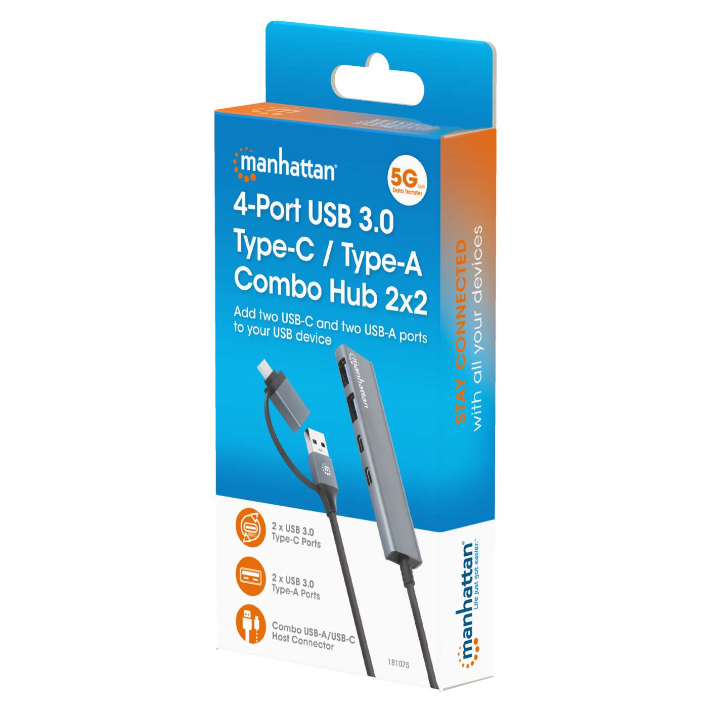 4-Port USB 3.0 Type-C / Type-A Combo Hub 2x2 Packaging Image 2
