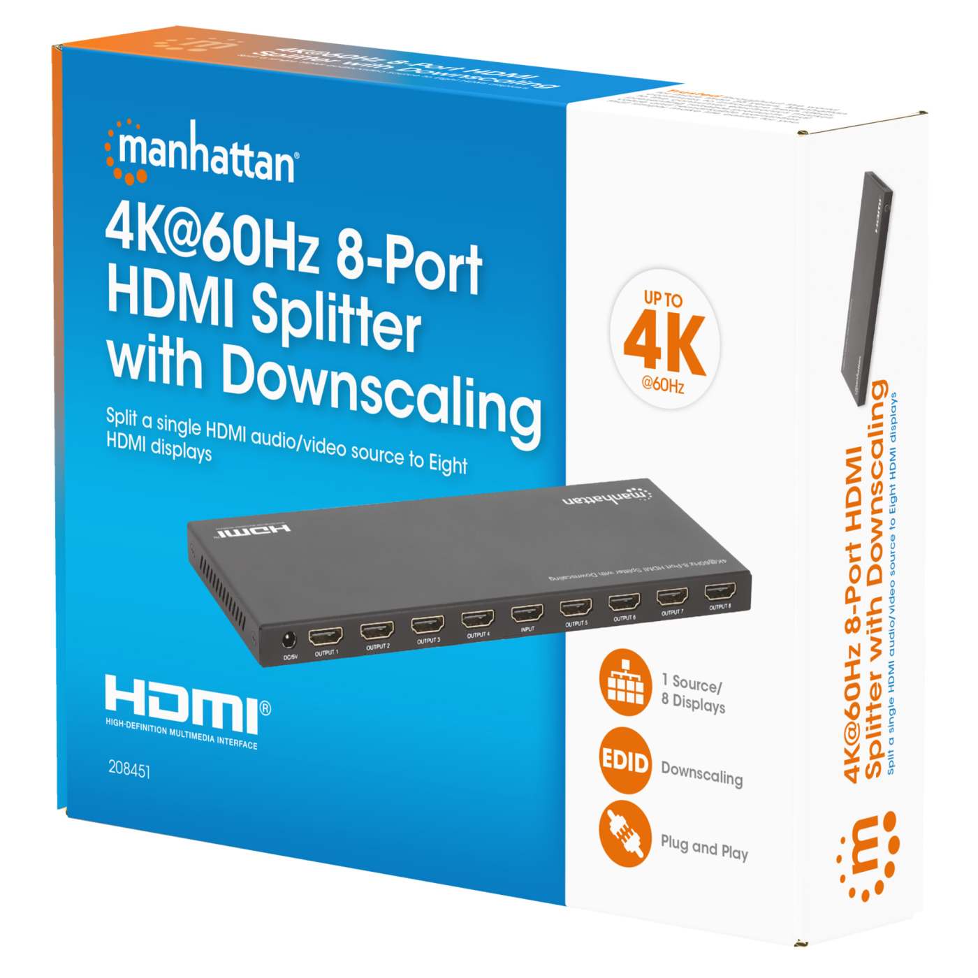 4K@60Hz 8-Port HDMI Splitter with Downscaling Packaging Image 2