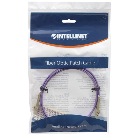 5 m LC to LC UPC Fiber Optic Patch Cable, 3.0 mm, Duplex, LSZH, OM4 Multimode, Violet Packaging Image 2