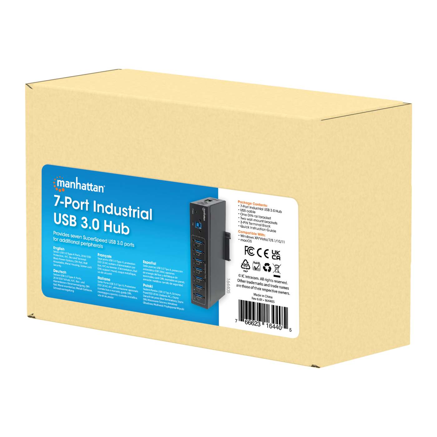 7-Port Industrial USB 3.0 Hub Packaging Image 2