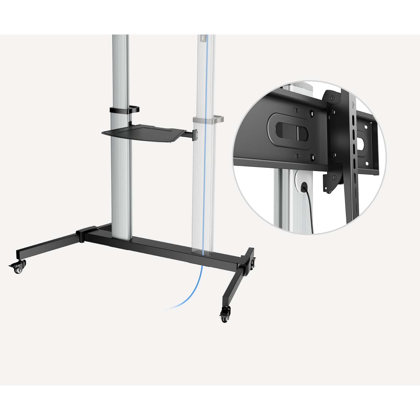 Aluminum Height-Adjustable Multimedia TV Cart, for 60" to 100" Displays Image 12