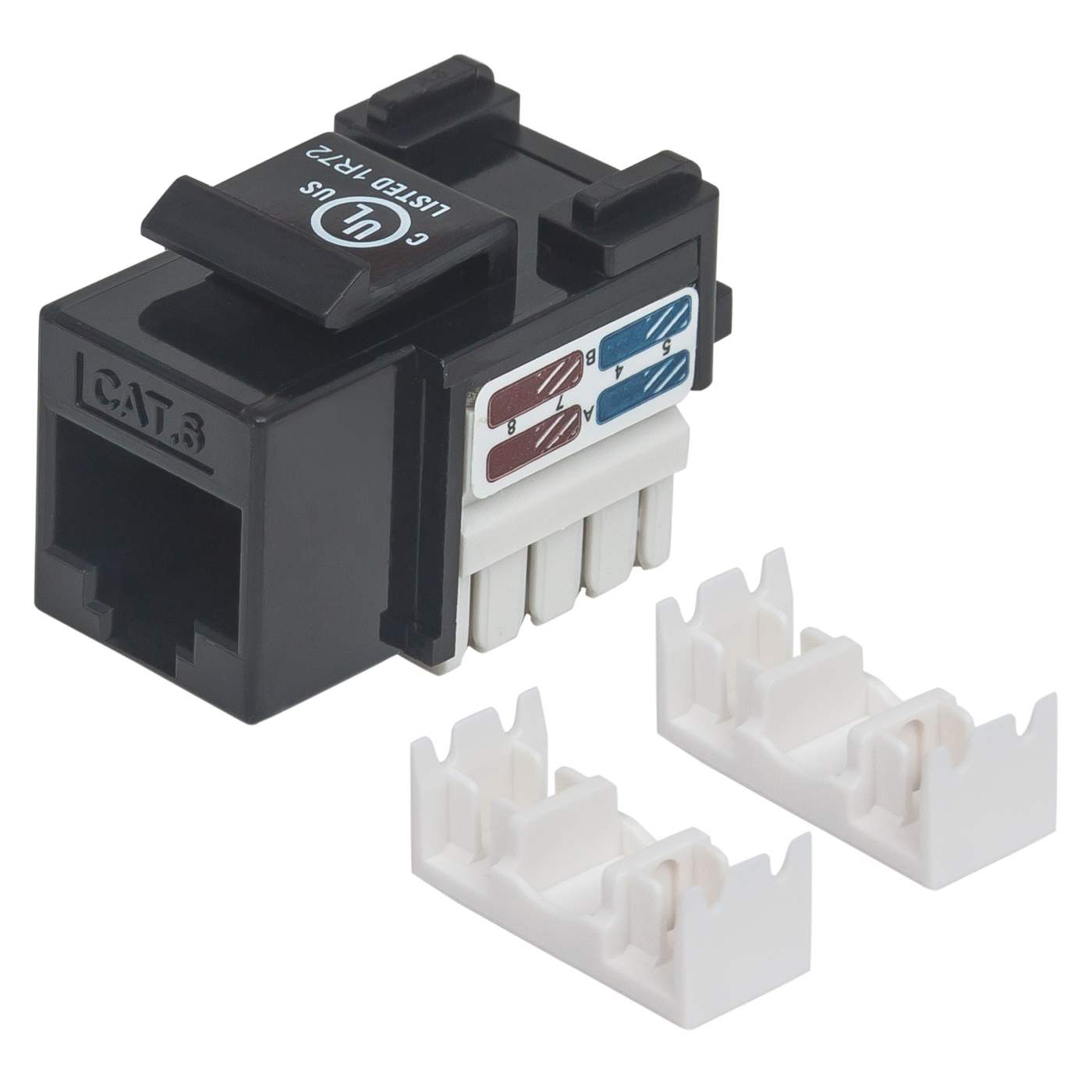 Cat6 Punch-Down Keystone Jack, Black Image 1