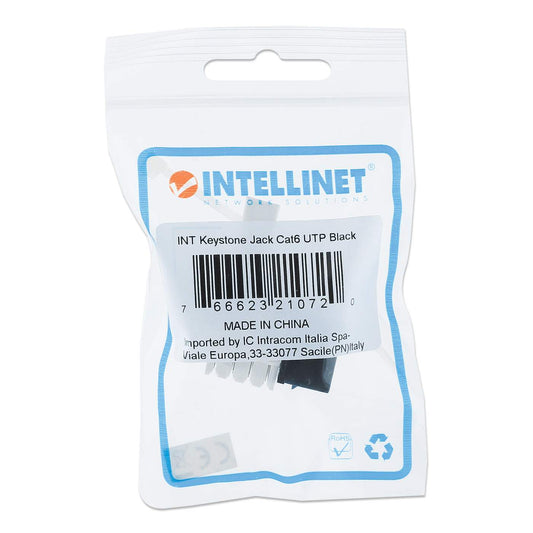 Cat6 Punch-Down Keystone Jack, Black Packaging Image 2