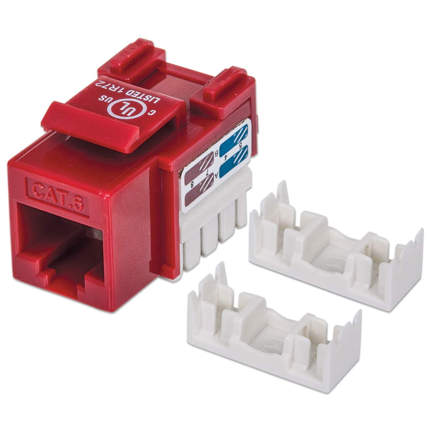Cat6 Punch-Down Keystone Jack, Red Image 1