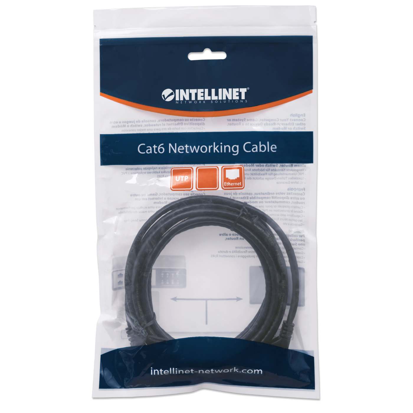 Cat6 U/UTP Network Patch Cable, 0.5 m (1.5 ft.), Black Packaging Image 2