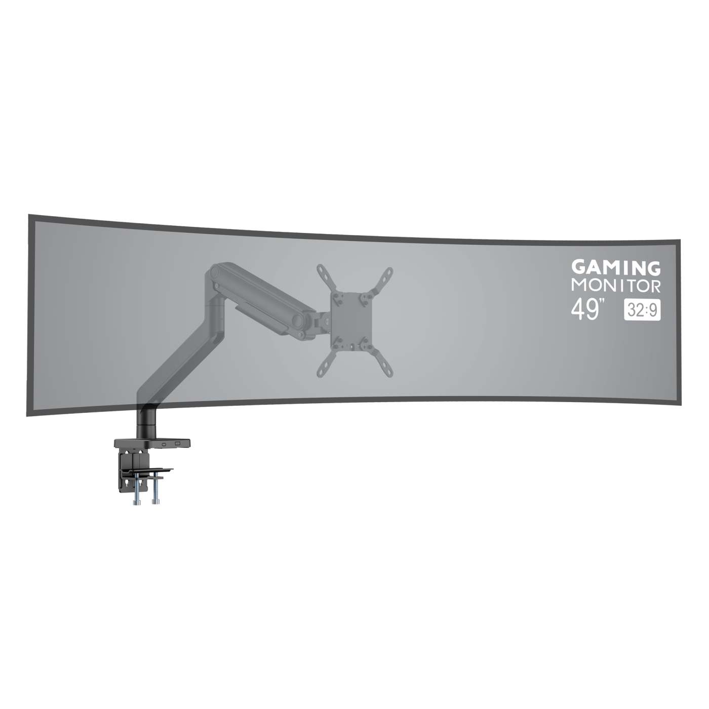Heavy-Duty Aluminum Mechanical Spring Single Monitor Desk Mount, for 17" to 49" Displays Image 15