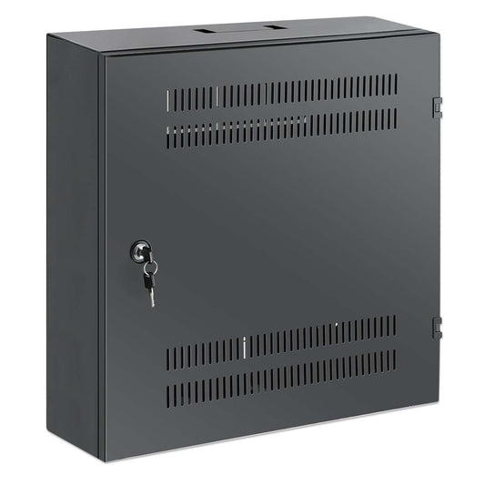 Low-Profile 19" Wall Mount Network Cabinet with 4U Horizontal and 2U Vertical Rails, Black Image 2