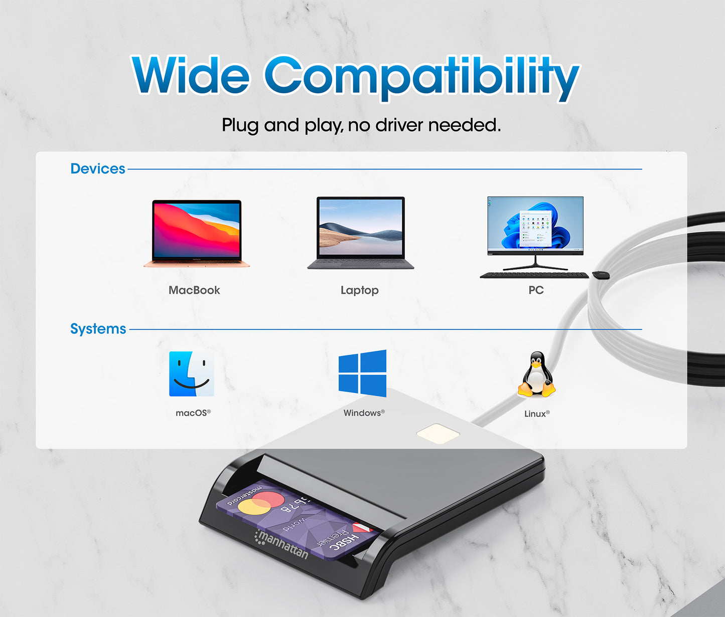 Smart Card Reader with USB-C / USB-A Combo Connector Image 9