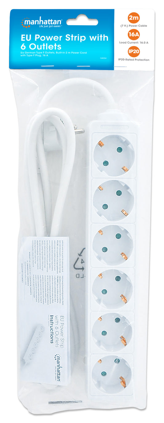 EU Power Strip with 6 Outlets Packaging Image 2