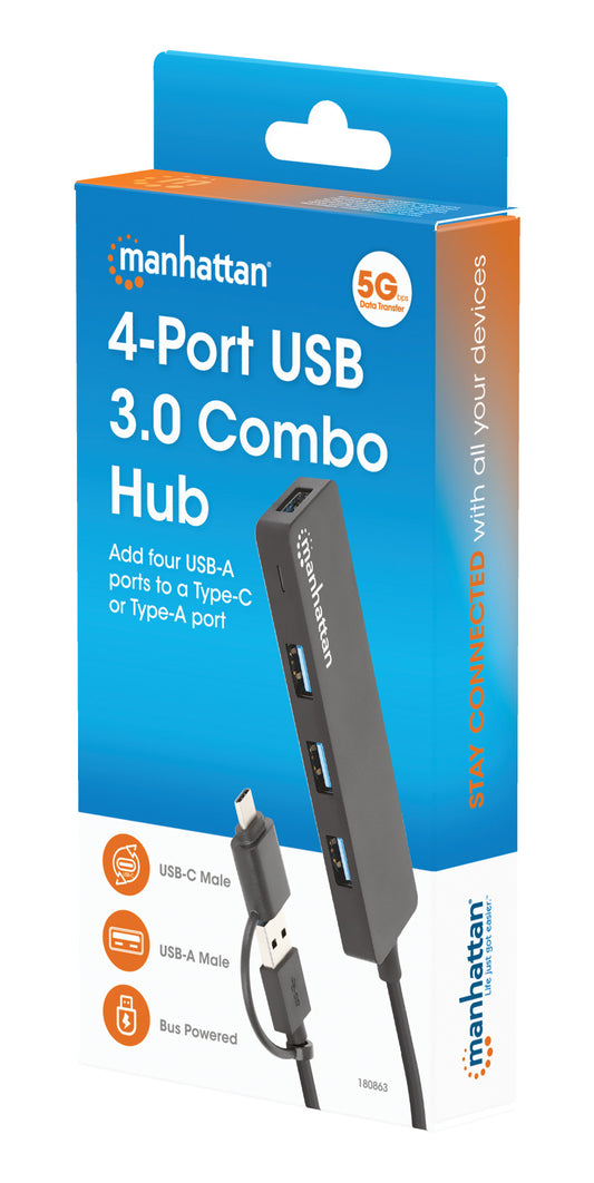 4-Port USB 3.0 Type-C / Type-A Combo Hub Packaging Image 2