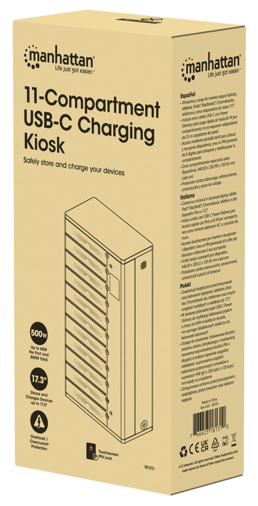 11-Compartment USB-C Charging Kiosk - 65W per Port Packaging Image 2