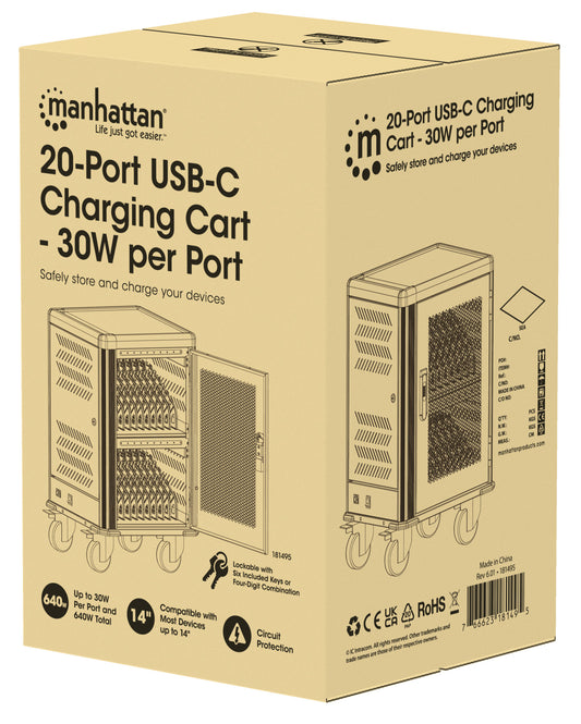 20-Port USB-C Charging Cart - 30W per Port Packaging Image 2