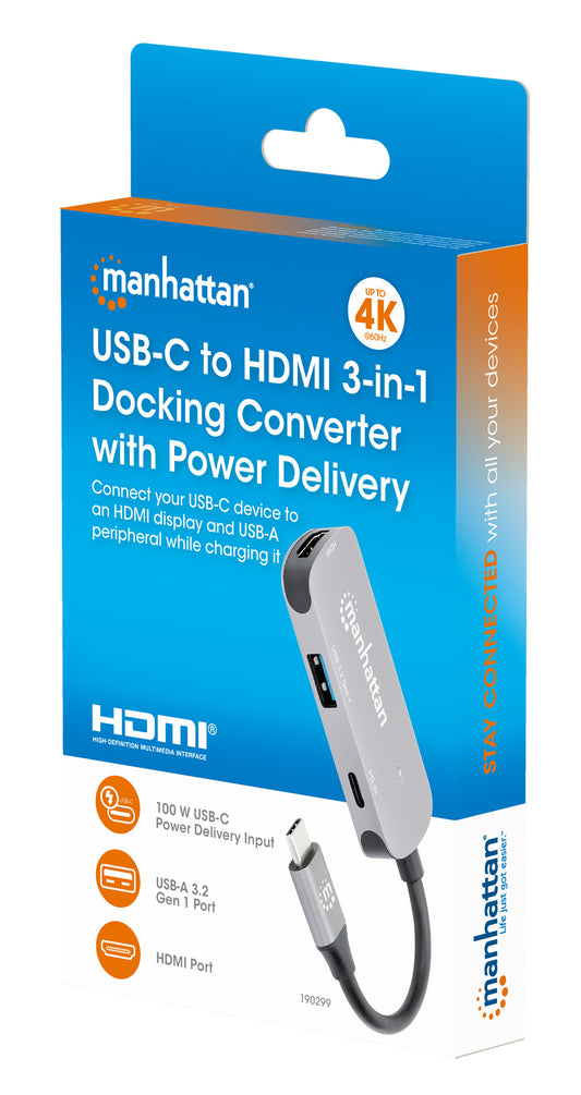 USB-C to HDMI (4K@60Hz) 3-in-1 Docking Converter with Power Delivery Packaging Image 2