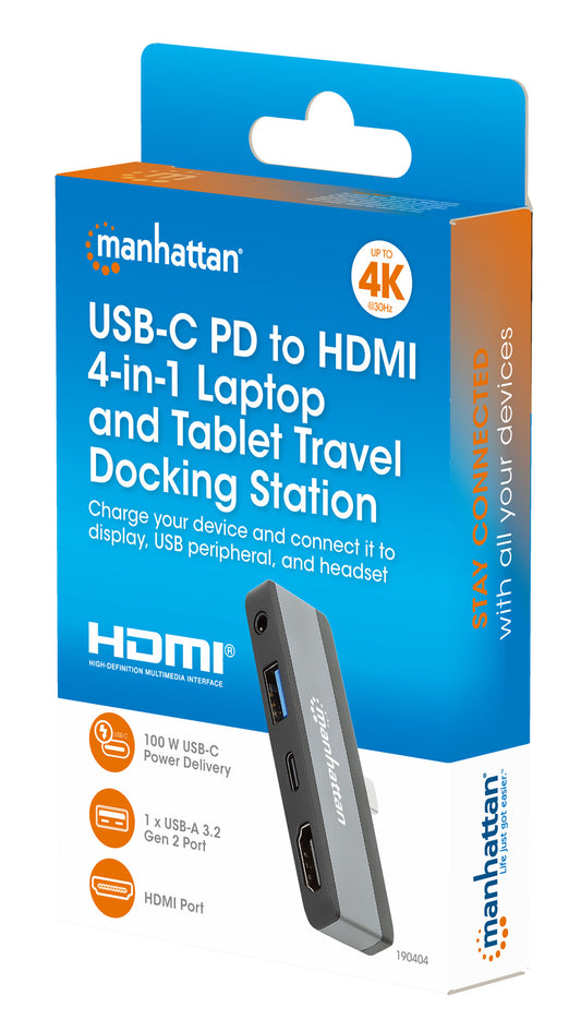 USB-C PD to HDMI 4-in-1 Travel Docking Station for Tablet, Phone, and Laptop Packaging Image 2