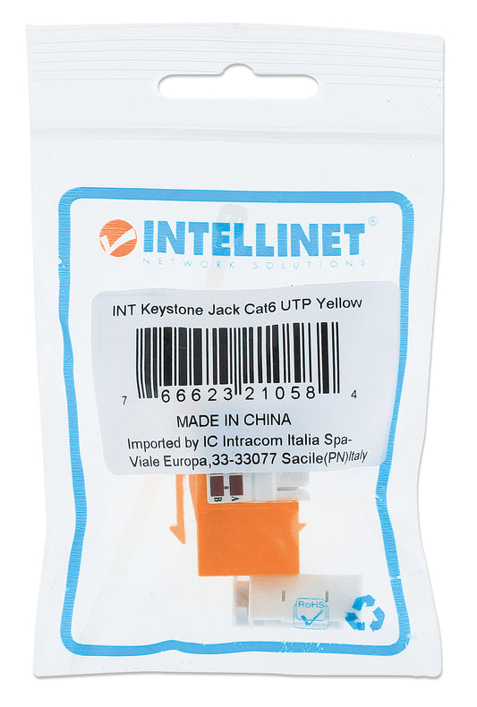 Cat6 Punch-Down Keystone Jack, Yellow Packaging Image 2