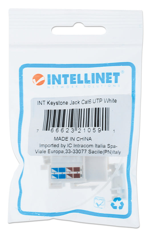 Cat6 Punch-Down Keystone Jack, White Packaging Image 2