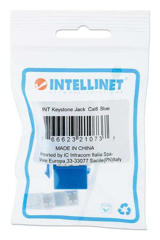 Cat6 Punch-Down Keystone Jack, Blue Packaging Image 2