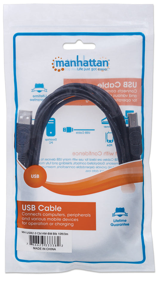 USB 2.0 Type-A to Type-B Cable, 3 m (10 ft.) Packaging Image 2