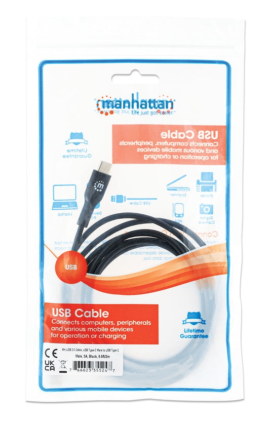 USB 2.0 Type-C Cable, 100 W, 2 m (7 ft.) Packaging Image 2
