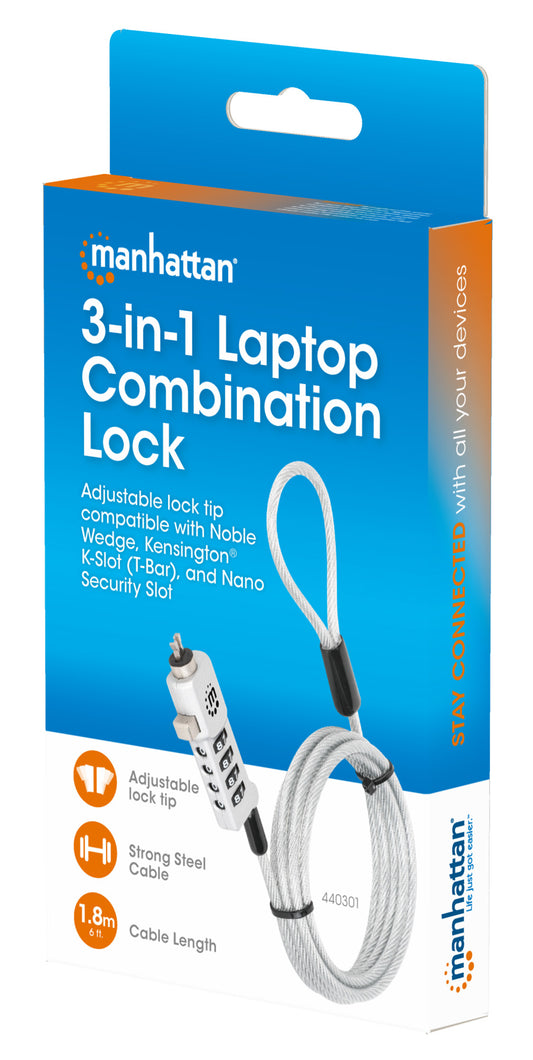 Universal Laptop Combination Lock For Noble Wedge®, Nano and K-Slot Packaging Image 2