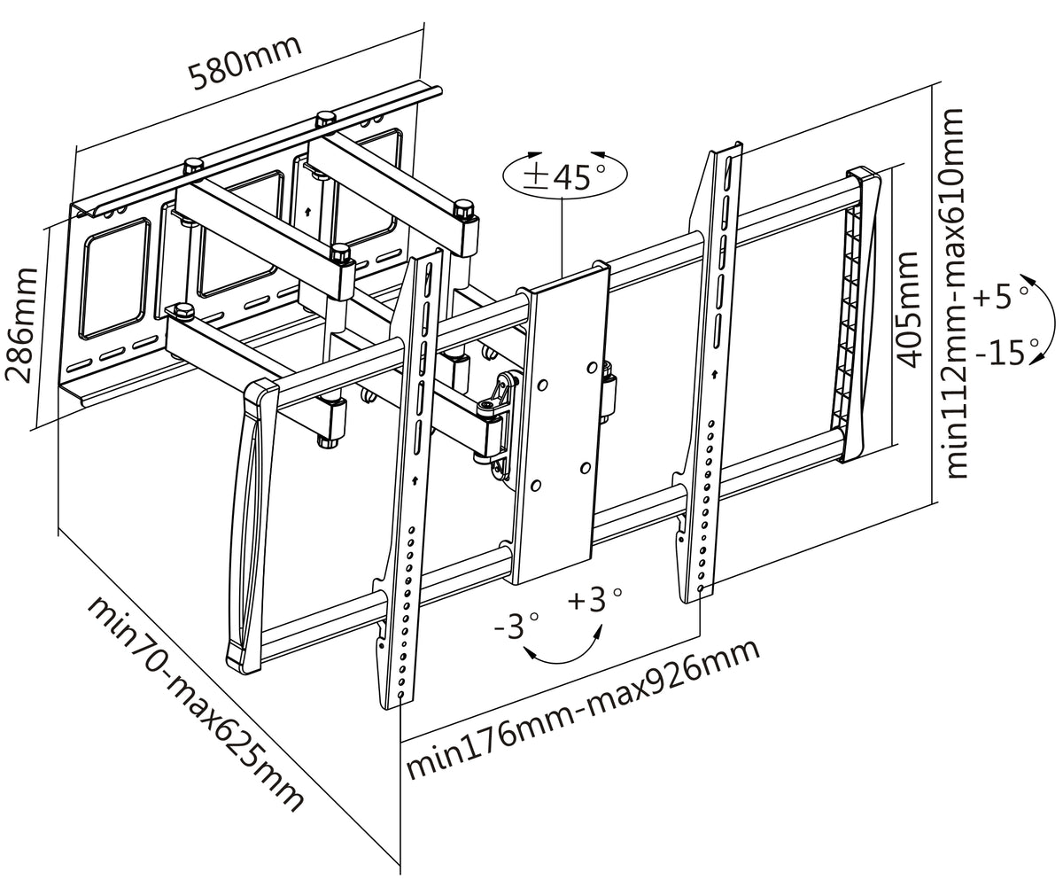 Universal LCD Full-Motion Large-Screen Wall Mount, for 60" to 100" Displays Image 14