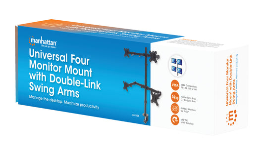 Universal Four Monitor Mount with Double-Link Swing Arms Packaging Image 2