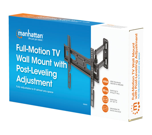 Full-Motion TV Wall Mount with Post-Leveling Adjustment, for 32" to 55" Displays Packaging Image 2