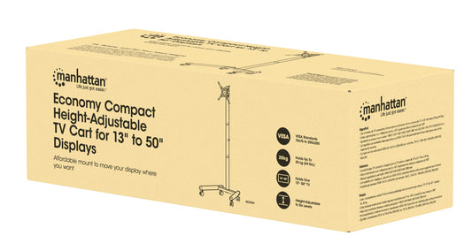 Economy Compact Height-Adjustable TV Cart, for 13" to 50" Displays Packaging Image 2