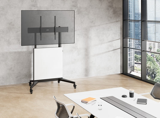 TV Cart with Tool-Free Lift & Lock Height Adjustment, for 50" to 100" Displays Image 2