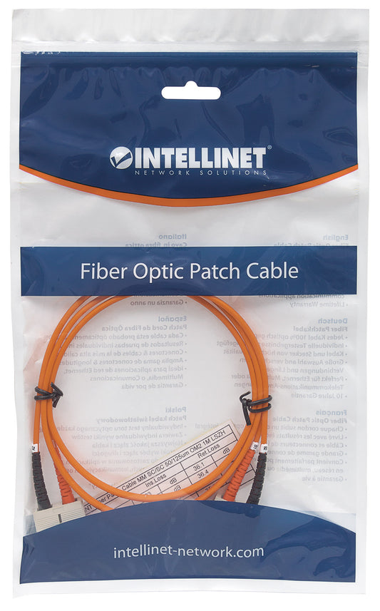 5 m SC to SC UPC Fiber Optic Patch Cable, 3.0 mm, Duplex, LSZH, OM2 Multimode, Orange Packaging Image 2