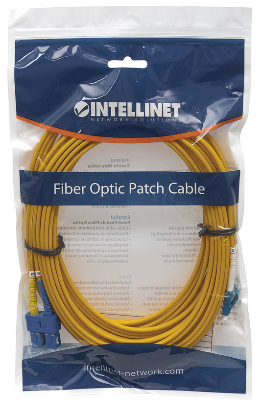 3 m LC to SC UPC Fiber Optic Patch Cable, 3.0 mm, Duplex, LSZH, OS2 Singlemode, Yellow Packaging Image 2