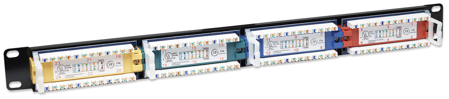 Cat5e Color-Coded 24-Port Patch Panel, 1U Image 4