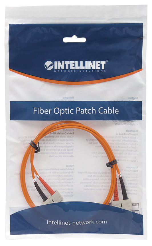 1 m SC to SC UPC Fiber Optic Patch Cable, 3.0 mm, Duplex, LSZH, OM1 Multimode, Orange Packaging Image 2