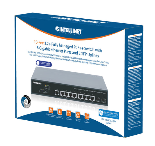 10-Port L2+ Fully Managed PoE++ Switch with 8 Gigabit Ethernet Ports and 2 SFP Uplinks Packaging Image 2