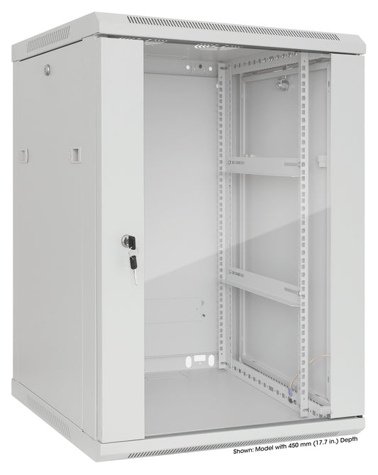 15U 19" Wall Mount Network Cabinet, Standard Line, 600 mm (23.6 in.) Depth, Gray Image 2