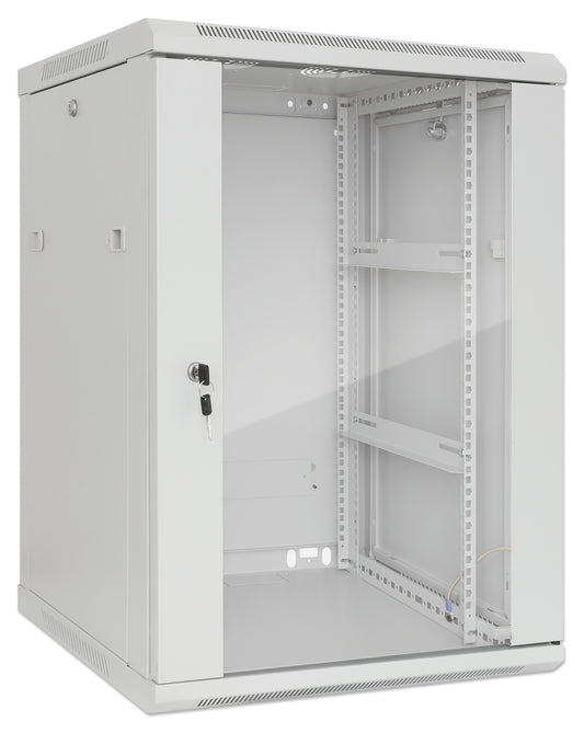 15U 19" Wall Mount Network Cabinet, Standard Line, 450 mm (17.7 in.) Depth, Gray Image 2