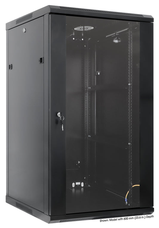 20U 19" Wall Mount Network Cabinet, Standard Line, 450 mm (17.7 in.) Depth, Black Image 2
