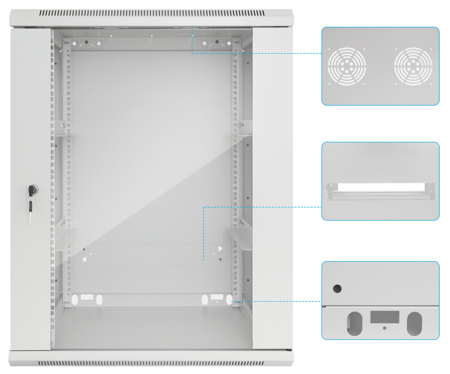 19" Wallmount Cabinet, 20U, 450 mm (17.7 in.) Depth, Gray Image 8