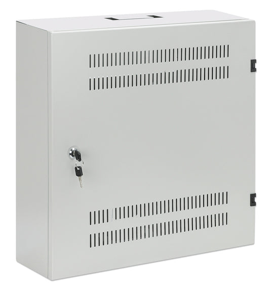 Low-Profile 19" Wall Mount Network Cabinet with 4U Horizontal and 2U Vertical Rails, Gray Image 2