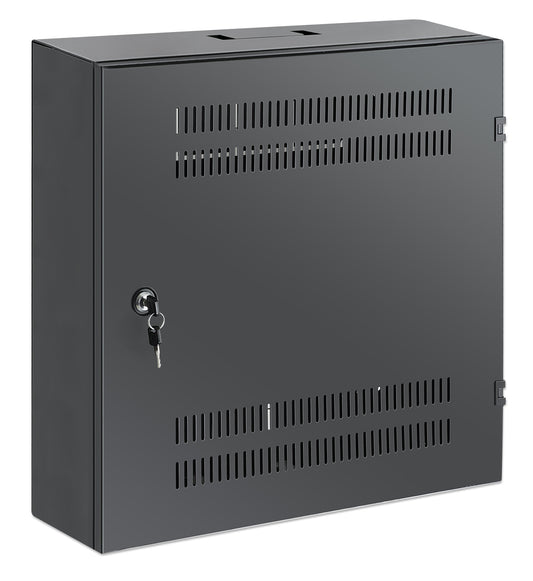 Low-Profile 19" Wall Mount Network Cabinet with 4U Horizontal and 2U Vertical Rails, Black Image 2
