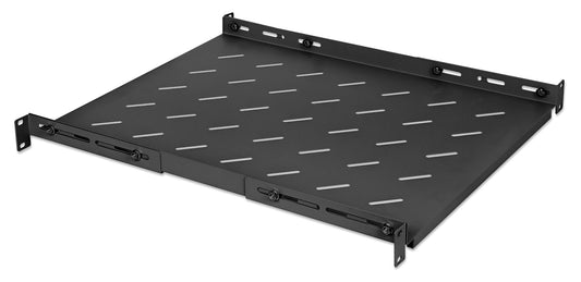 19" Shelf with Variable Rails for Fixed Mounting, Shelf Depth 550 mm, Black Image 2